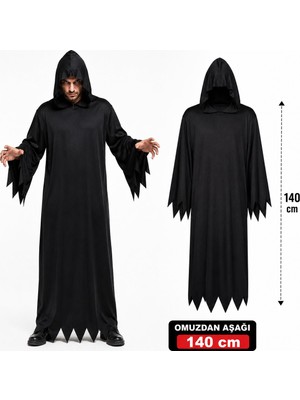 Skygo Yetişkin Siyah Kapüşonlu Cellat Hayalet Kostümü 140 cm