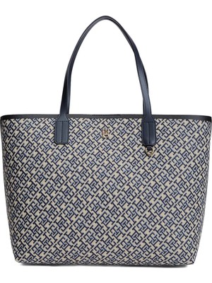 Tommy Hilfiger Lacivert Kadın Tote Çanta Th Icon Tote Jacquard