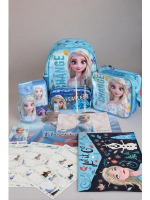 DEKOMUS LİSANSLI ELSA FROZEN TEK BÖLMELİ KÜÇÜK BOY 32 CM ANAOKUL ,BESLENME VE KALEM ÇANTASI,MATARA,BESLENME KABI İLE FULL OKUL/KIRTASİYE SETİ