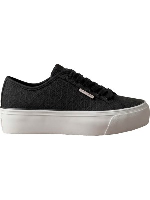 Calvin Klein Siyah Kadın Sneaker Vulc Flatf Laceup Jaq Aop
