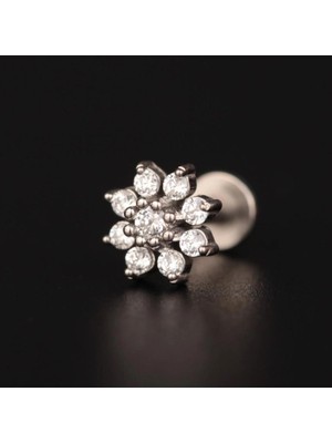 Rupen Kraft 316 L Papatya Zirkon 6x1.2mm Çelik Labret Papatya Piercing