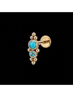 Rupen Kraft 316 L Çift Turkuaz Altın Tragus Helix Conch 6x1.2mm Labret Piercing