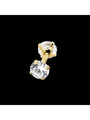 Rupen Kraft 316 L Çift Zirkon 5mm x 6mm x 1.2mm Altın Piercing Tragus Kıkırdak Piercing