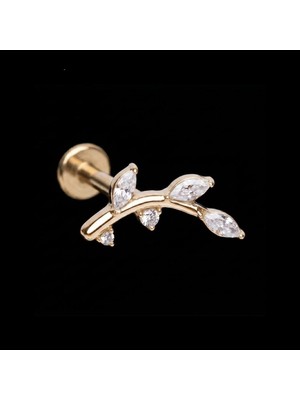 Rupen Kraft 316 L Dal Zirkon Altın 8x1.2mm Labret Piercing Tragus Kıkırdak Piercing