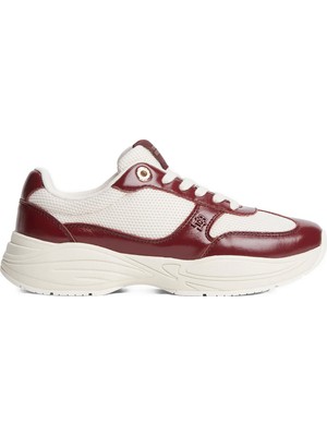 Tommy Hilfiger Krem - Bordo Kadın Sneaker Modern Runner Shıny Leather