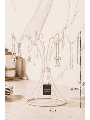 Edora Home Bej 6 kancalı Takı Standı Kolye Bileklik Tesbihlik Düzenleyici Paslanmaz Metal