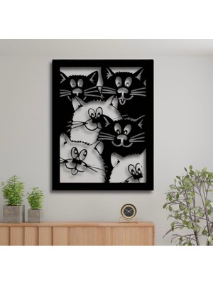 Rokh 🐱 40X25 cm Dekoratif Kedi Duvar Süsü Metal Kedi Figürlü Duvar Dekoru Ev Dekorasyonu Hediyelik