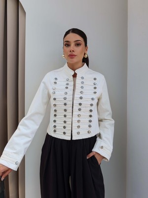 Esra Helvacı Dar Kesim Düğmeli Denim Ceket