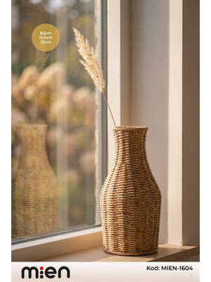 MİEN Rattan Örgü Vazo 8.5X14.5X30 cm
