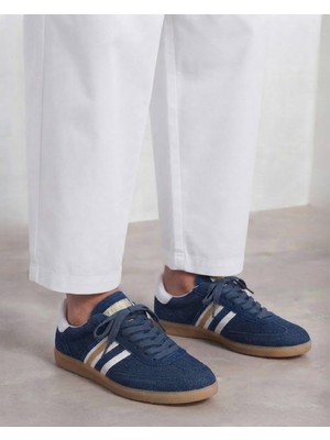 Kadın Süet Yanı Çizgili Bağcıklı 2 cm Taban Sneaker Spor Ayakkabı