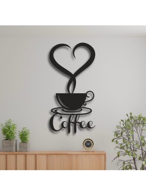 Rokh ☕ 40X20 cm Dekoratif Kahve Duvar Süsü Metal Kupa Coffee Tasarım Mutfak Kafe Dekoru