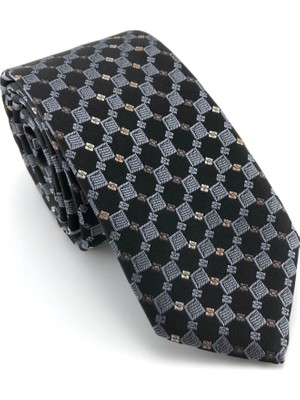 Pierroni Siyah Gri Desenli Slim Kravat Microfiber Kumaş ile Şık ve Modern Tasarım