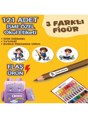 Yunus Copy Okul Etiketi Kalem Defter Etiketi Neşeli Çocuk Özel Isim Yazılabilen Etiket - 121ADET