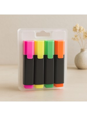 Akıllı Bayi Fosforlu Kalem 4'lü Set (Turuncu, Yeşil, Sarı, Pembe)