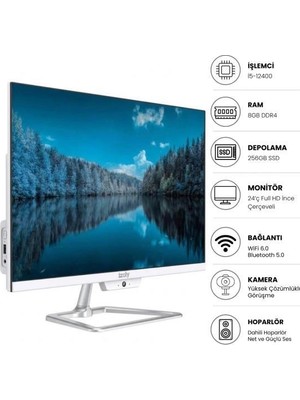 İzoly K120 I5-12400 8gb Ddr4 256GB SSD 24" Wifi6/bt5 All In One Bilgisayar