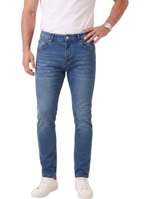 Deepsea Erkek Slim Fit Dar Kesim Likralı Mavi Kot Pantolon – Dar Paça Ince Esnek Jean 2608306
