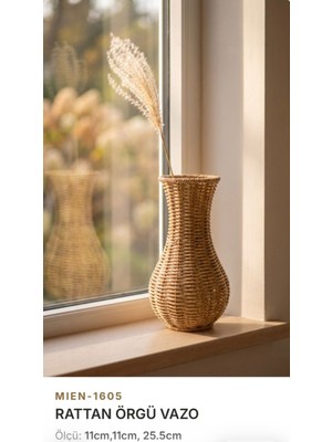 MİEN Rattan Örgü Vazo 11X25.5 cm