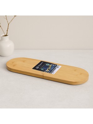 Akıllı Bayi Oval Bambu Ahşap Sunum Tepsisi 15X44X1.5 cm (1 cm Ayaklı)