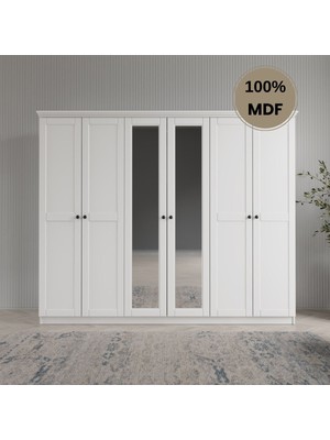 Comiet Dali 6 Kapılı Mdf Country Gardırop