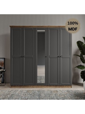 Comiet Dali 5 Kapılı Mdf Country Gardırop
