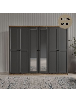 Comiet Dali 6 Kapılı Mdf Country Gardırop