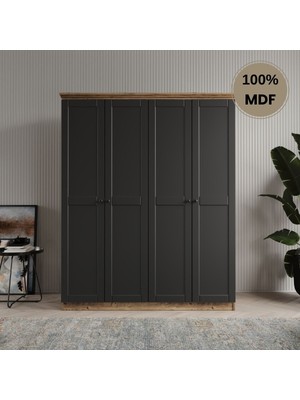 Comiet Dali 4 Kapılı Mdf Country Gardırop