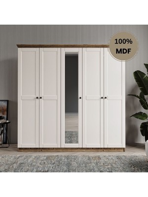 Comiet Dali 5 Kapılı Mdf Country Gardırop