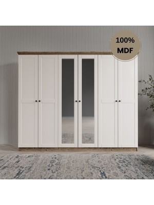 Comiet Dali 6 Kapılı Mdf Country Gardırop
