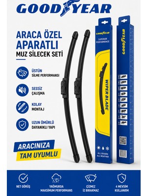 Goodyear Proton Persona 2006 Uyumlu Aparatlı Muz Silecek Seti 500MM + 450MM