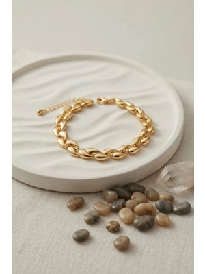 Bucuks Mey Ithalat® Gold Renk Sarmal Damla Model Kadın Bileklik