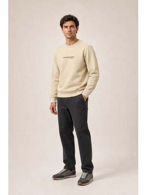 Redline Takes Bisiklet Yaka Kışlık Regular Fit Sweatshirt Bej