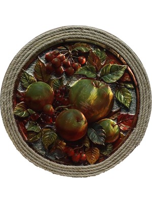 E38 El Işçiliği Folyo Kabartma Elma Meyveli Tablo 35*35 cm - 6614
