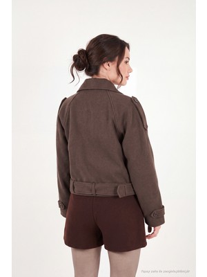Lela Pamuklu Regular Fit Yumuşak Dokulu Kaşe Kısa Kaban Kadın Kaban 6810286
