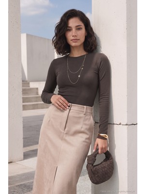 Lela Pamuklu Bisiklet Yaka Crop Bluz Kadın Bluz 5867060