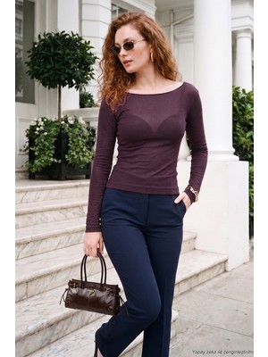 Lela Kayık Yaka Transparan Triko Bluz Kadın Bluz 5866879