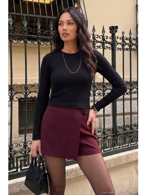 Lela Pamuklu Bisiklet Yaka Crop Bluz Kadın Bluz 5867060
