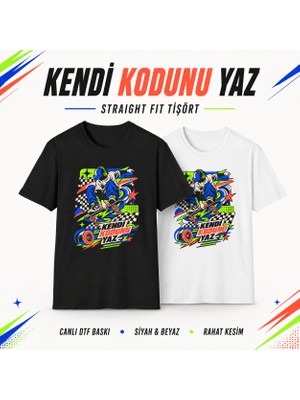 Tişört Kodu Kendi Kodunu Yaz Kaykay Baskılı Straight Fit Tişört