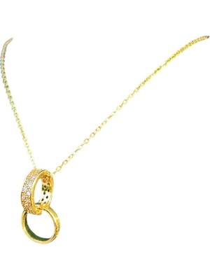 Goog Design Taşlı Ikili Yüzük Figürlü Gold Kolye – Kararmaz Çelik, Anlamlı ve Şık Tasarım