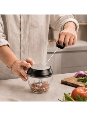 Nehir 500 ml Manuel Rondo Doğrayıcı Siyah Renkli Paslanmaz Çelik ile Pratik Kullanım