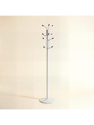Upstyle Viona 12 Askılı Metal Ayaklı Portmanto Beyaz 161 cm