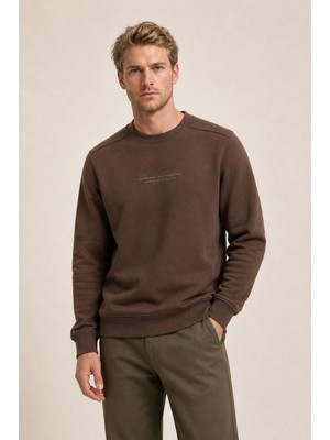 Redline Clavin Erkek Regular Fit Yeni Sezon Pamuklu Sweatshirt Kahve