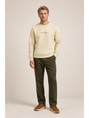 Redline Clavin Erkek Regular Fit Yeni Sezon Pamuklu Sweatshirt Bej