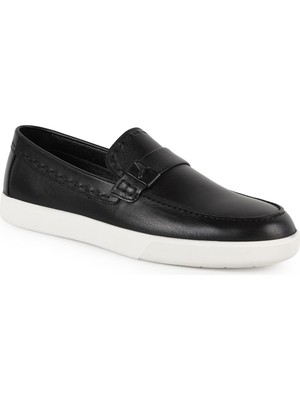 LBR Erkek Loafer Siyah %100 Hakiki Antik Deri Beyaz Düz Kauçuk Taban Slip-On Günlük Rahat Casual Ayakkabı H1128