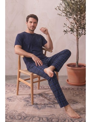 Farya Home Pamuklu Kısa Kollu Desenli Erkek Pijama Takımı