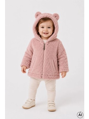 Cantoy Bebek Peluş Ayıcık Kulaklı Kapüşonlu Mont Premium Kalite