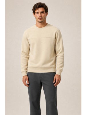 Redline Steni Yeni Sezon Erkek Regular Fit Kışlık Bisiklet Yaka Sweatshirt Bej