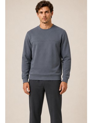 Redline Steni Yeni Sezon Erkek Regular Fit Kışlık Bisiklet Yaka Sweatshirt Antrasit
