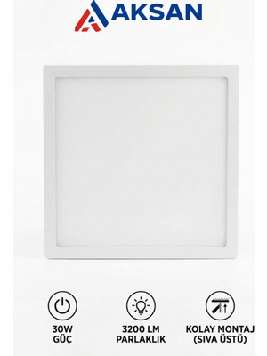 Cata CT-5274 30W Sıva Üstü Kare LED Panel Tavan Armatürü 6400K Beyaz Işık 3200 Lümen 28X28 cm