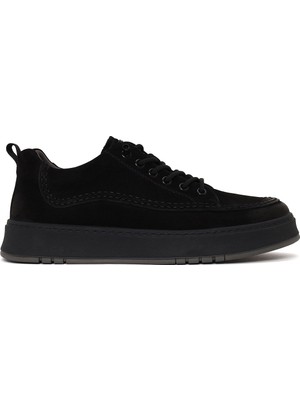 Derimod Erkek Siyah Bağcıklı Kalın Tabanlı Nubuk Deri Sneaker WM680052DN