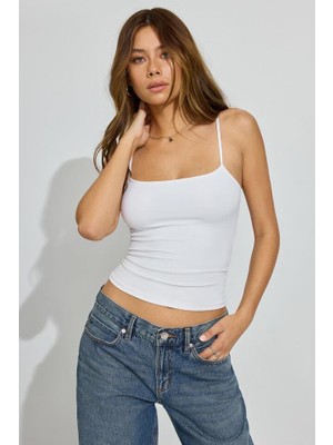 Seeh Beyaz Ince Askılı Pamuklu Basic Atlet SH169